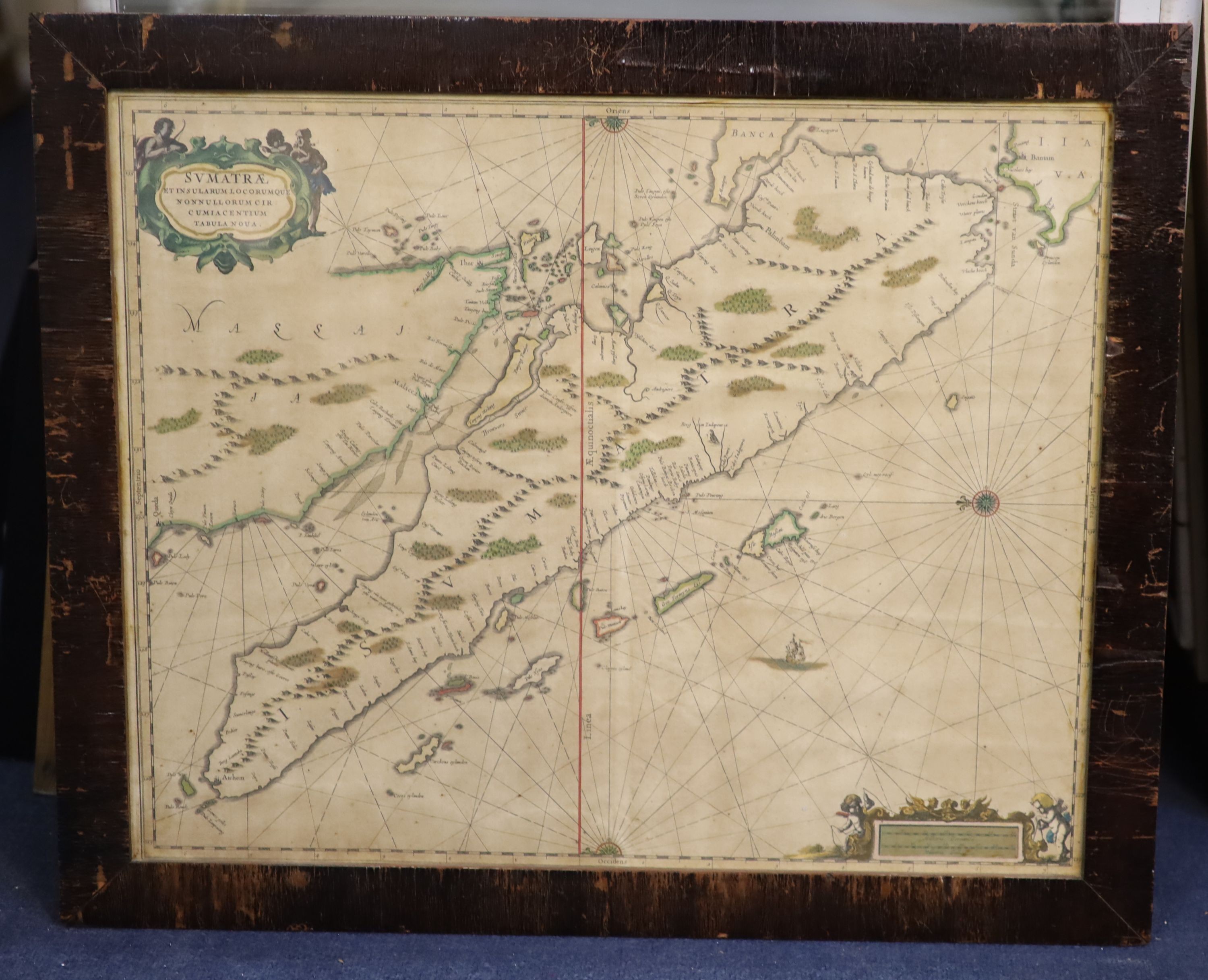 Gerard Van Keulen (1678-1726), Map of Sumatrae, inscribed ‘Svmatrae et Insularum Locorumque Nonnullorum Circumiacentium Tabula Nova’, hand coloured engraving, 42.5 x 52.5cm